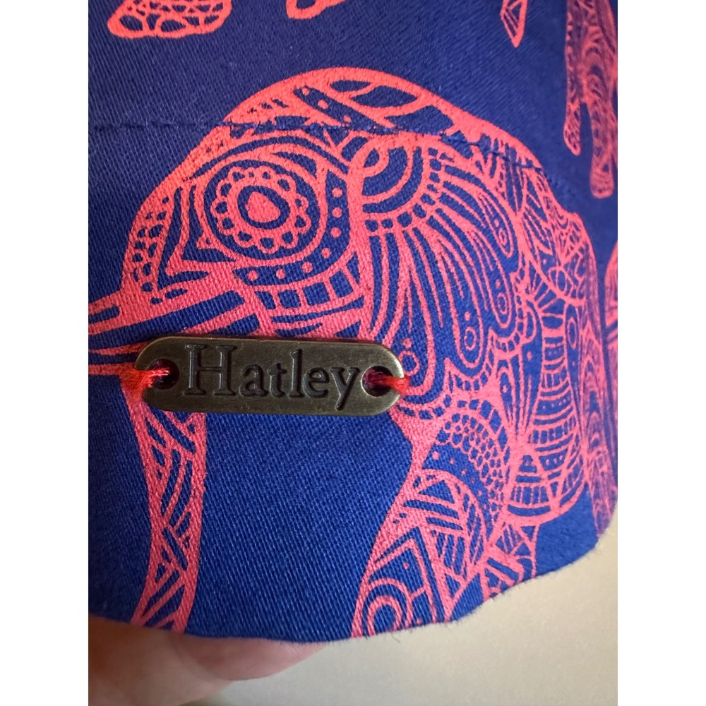 Hatley Navy Pink Elephant Print Cotton Pencil Skirt Size 12 Exposed Back Zip - Picture 2 of 8
